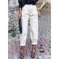 thumbnail image 3 of Vaqueros elegantes de cintura alta para mujer, casuales, holgados, blancos, talla 6, 3 of 7