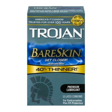 Trojan Bareskin Lubricated Latex Condoms - 10 ct