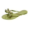 thumbnail image 5 of Modisza Womens Bow Flip Flops Cute Jellies Sandals Flat Summer Beach Thong with Rivets Ladies Slip on Vacation Slide Shoes Size 6.5 Green, 5 of 6