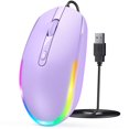 thumbnail image 1 of Mouse seenda - Ratón de ordenador USB con cable, retroiluminado RGB, color morado, 1 of 7
