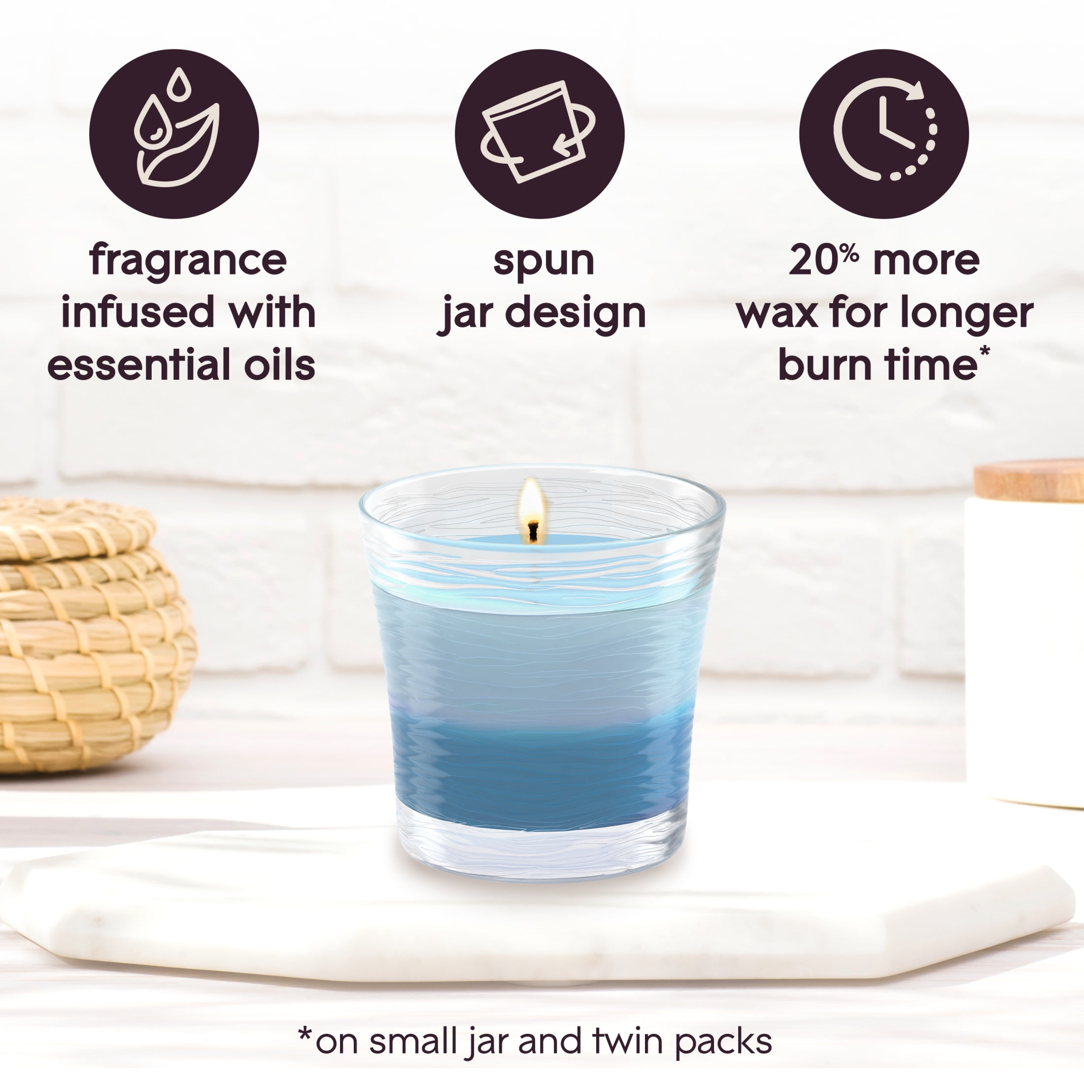 Glade 2in1 Single Wick Candles, Moonlit Walk + Wandering Stream, 8.16 oz, 2 Count