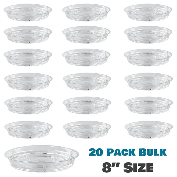 20 Pack Clear Plastic Plant Saucer 8 Inches Drip Trays Plant Plate Dish