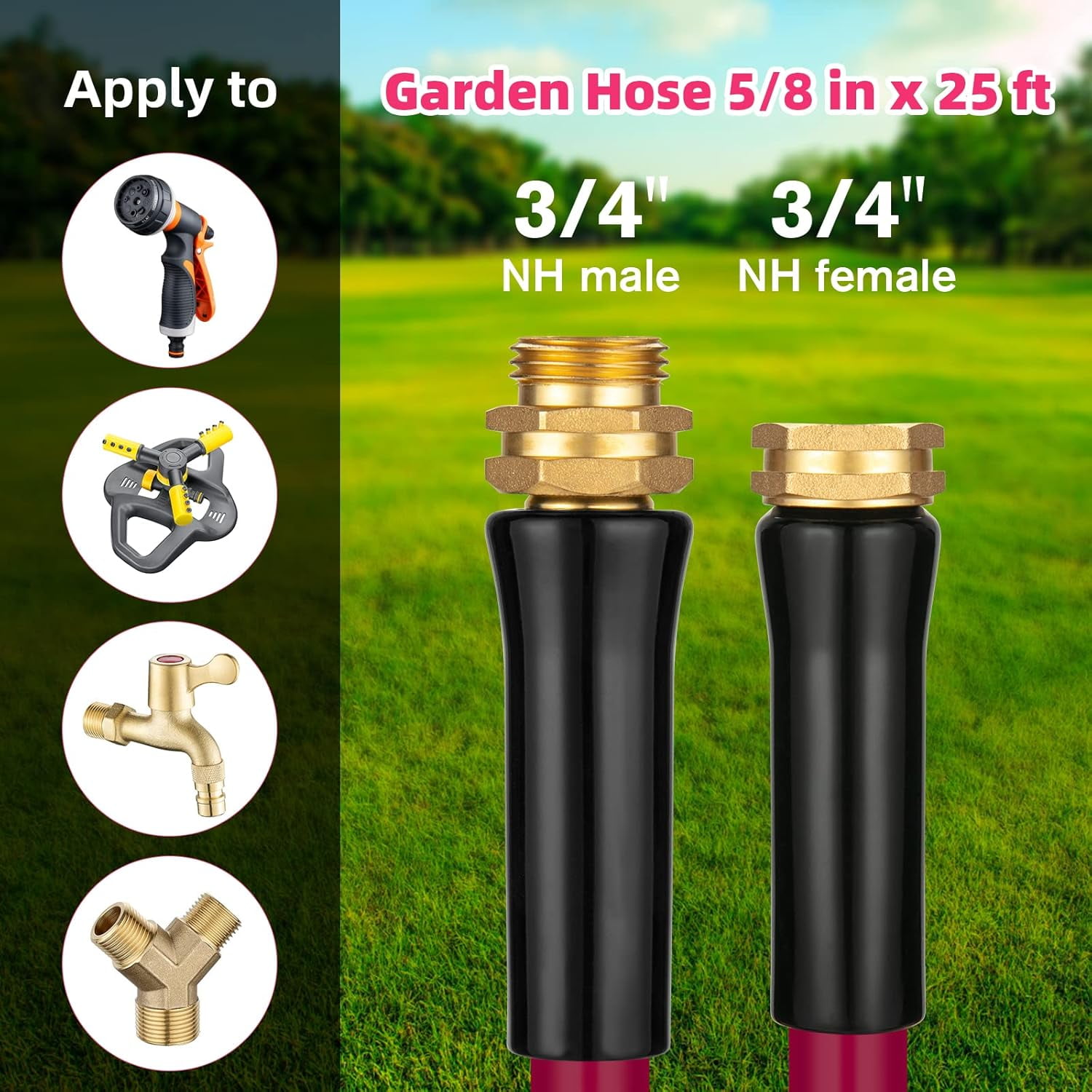 Garden Hose 5/8 in x 25 ft, Heavy Duty  Anti-Kink Flexible Water Hose for Drinking Safe  All-Weather Lightweight