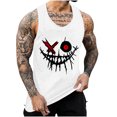 thumbnail image 2 of Teissuly Men's Tank Colorless Gradient Printing Round Neck Thin Strap Leakage Back Regular Casual Sports Tank Blouses, 2 of 5
