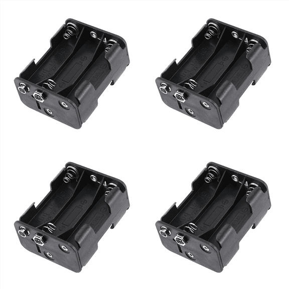 4X Double Side Spring 6 x 1.5 V AA Battery Holder Case Box Black,4 x Battery Case,Black
