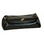 Budd Leather 552201L-1 Framed Lizard Calf Cosmetic Case - Black Onyx