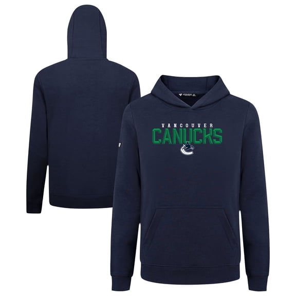 Youth Levelwear Navy Vancouver Canucks Podium Carve Pullover Hoodie