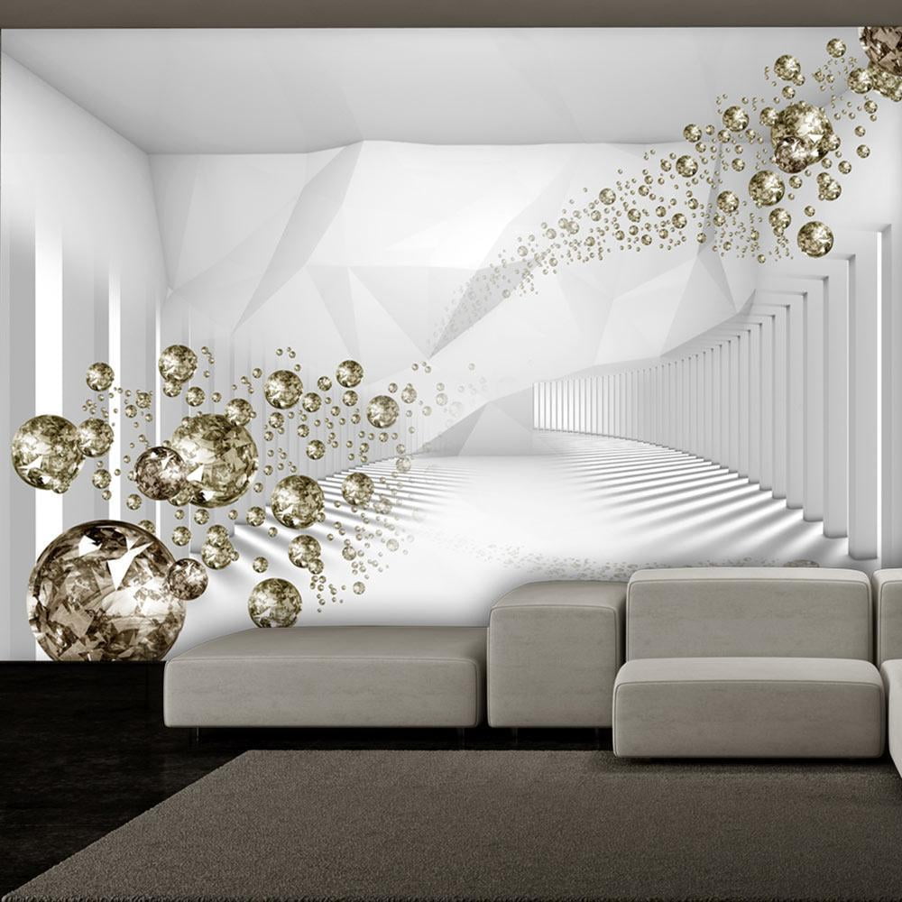 Tiptophomedecor 3D Wallpaper Corridor Diamond Grey Mural Wall Illusion 