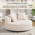thumbnail image 5 of Ebello 58" Oversized Round Swivel Accent Chair, Corduroy Upholstered with 360-Degree Rotating Base for Living Room Bedroom, Beige, 5 of 8