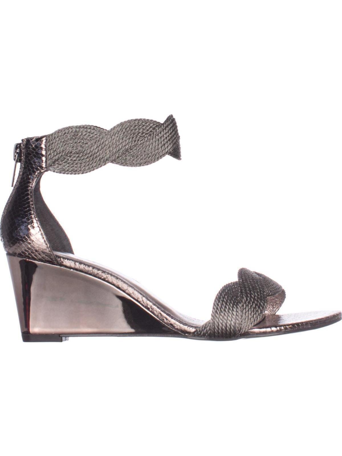 Womens Adrianna Papell Adelaide Wedge Sandals Gunmetal Metallic