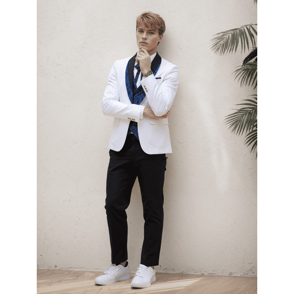 Elegant three piece men's tuxedo| Single button, shawl collar, unique design, suitable for weddings and parties