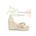 thumbnail image 3 of BLISSFUL STEP Lace Up Platform Espadrilles Wedges Heel Sandals for Women Gold 7.5, 3 of 6