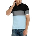 thumbnail image 2 of YTD Men's Short Sleeve Polo Shirts Casual Slim Fit Contrast Color Stitching Stripe Cotton Shirts, 2 of 4