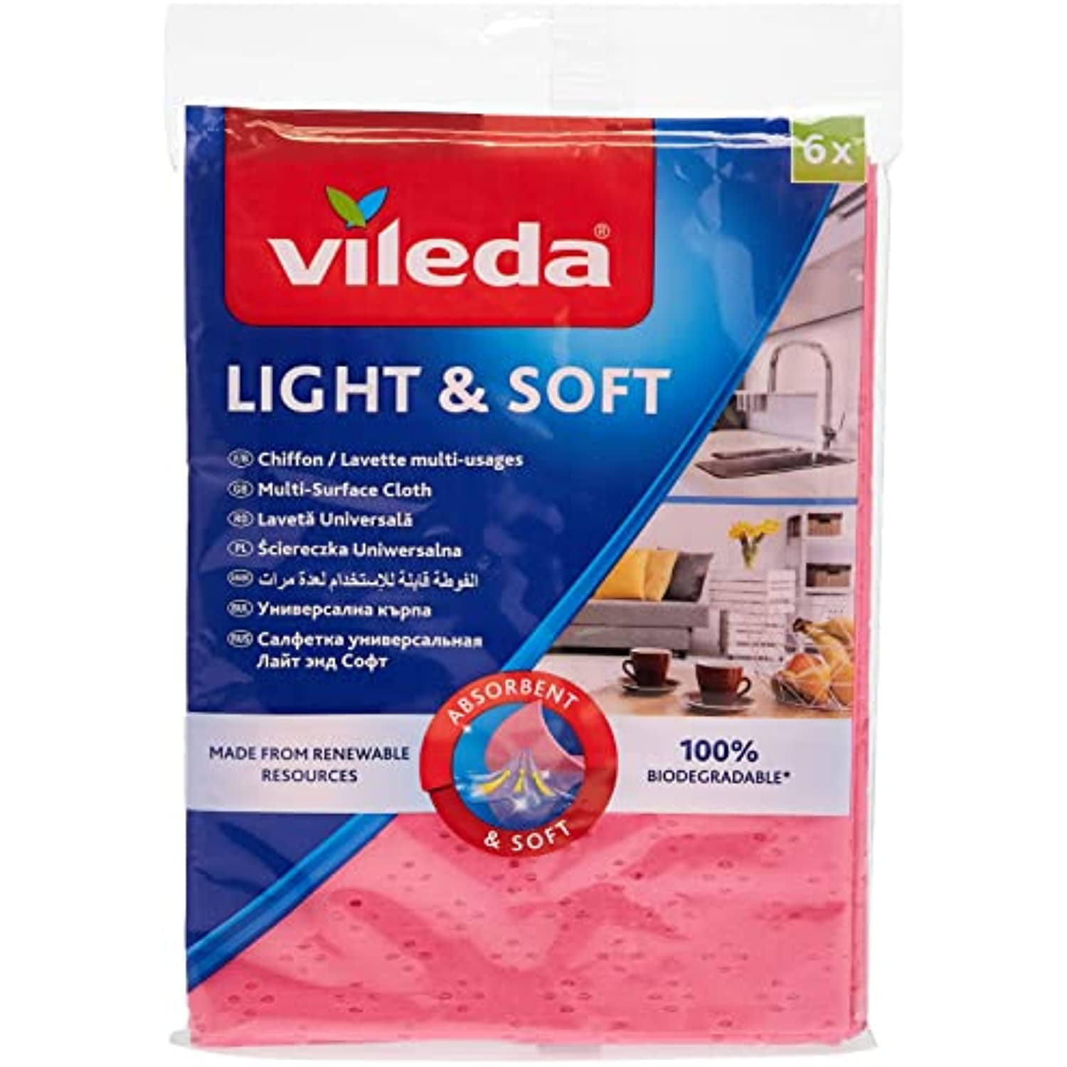 Vileda Light & Soft Multi Surface Cloth (Pack Of 6)