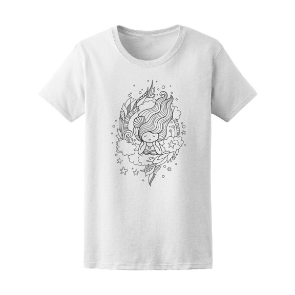 B&W Mermaid With Ornaments Tee Women's -Image by Shutterstock