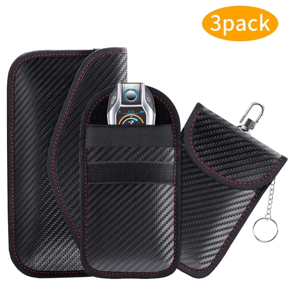 WLGJL Faraday Bag Key Fob Protector RFID Signal Blocking Anti-Theft Carbon Fiber 3 pack