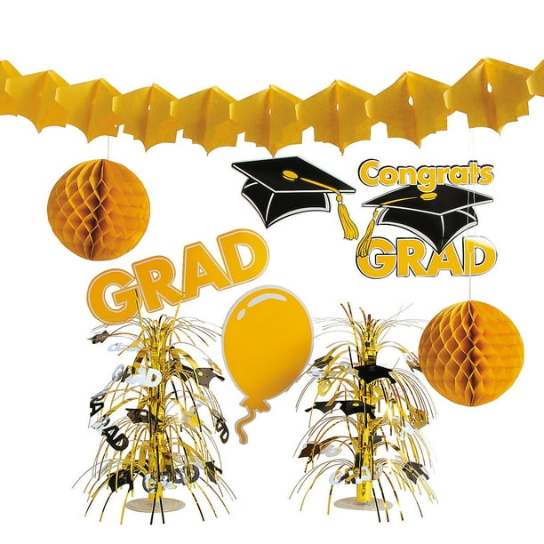 Yellow Graduation Decorating Kit Party Decor 9 Pieces