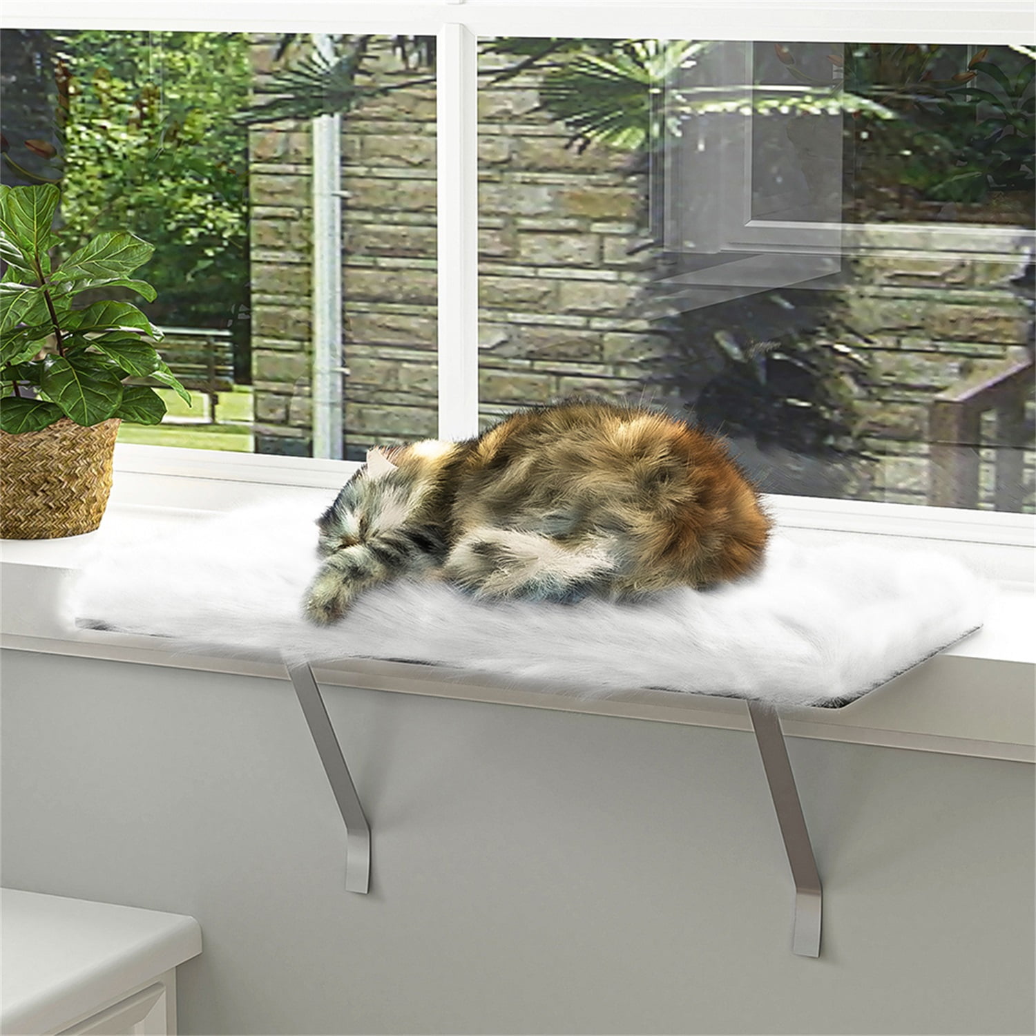 Pefilos 13" Cat Window Perch Bed And Cat Hammock for Indoor Kitty Cat Nest Perch, White Pefilos 13" Cat Window Perch Bed And Cat Hammock for Indoor Kitty Cat Nest Perch, White