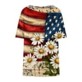 thumbnail image 4 of Blouse pour Femmes, Grande Taille, Manches Courtes Imprimées, Col Rond, Détail Plié, Tissu Polyester, Tenue Décontractée Été Printemps, pour Rendez-Vous Quotidiens Fête, 4 of 6