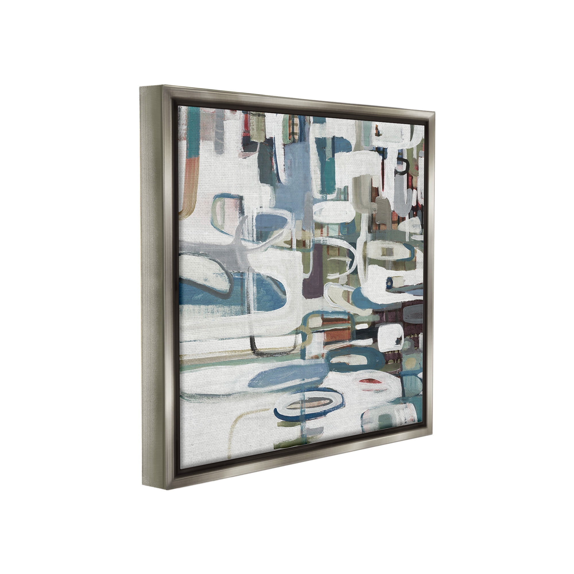 Stupell Industries Abstract Geometric Forms Abstract Painting Gray Floater Framed Canvas Art Print Wall Art, 18 x 18