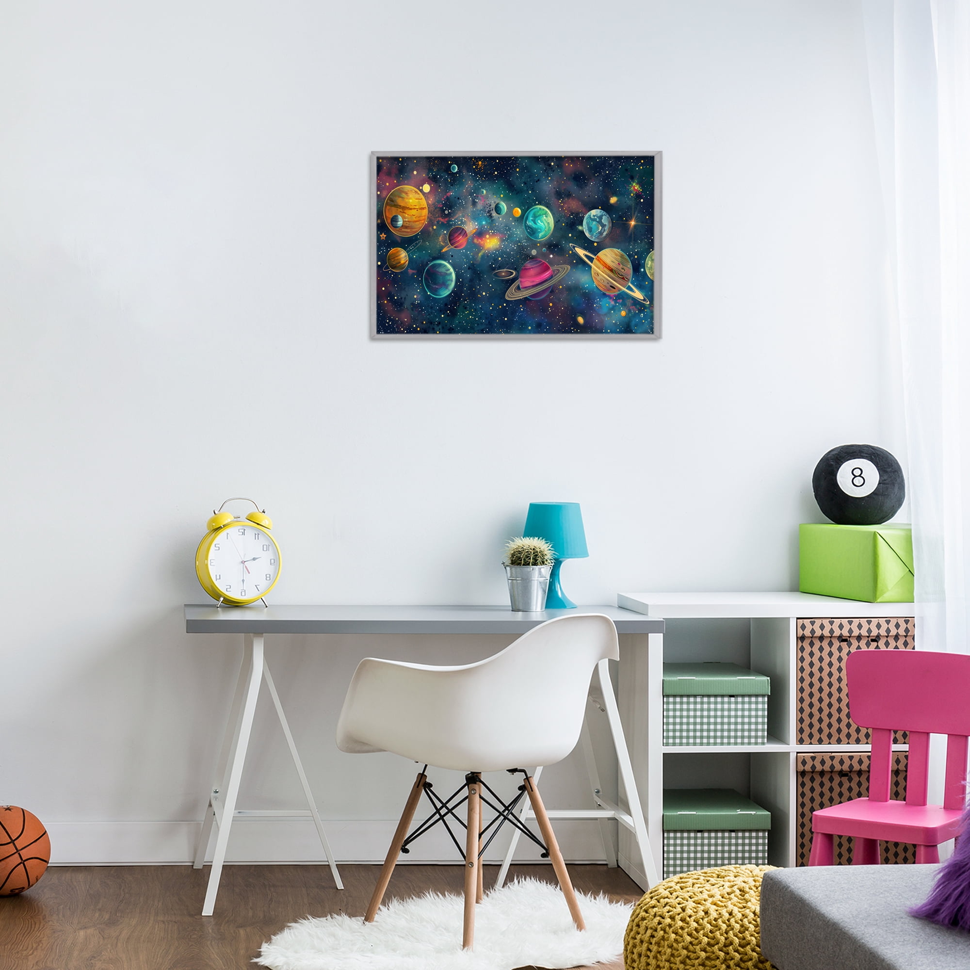 Stupell Industries Celestial Planetary Parade Gray Framed Giclee Art, design by Creative Studio
