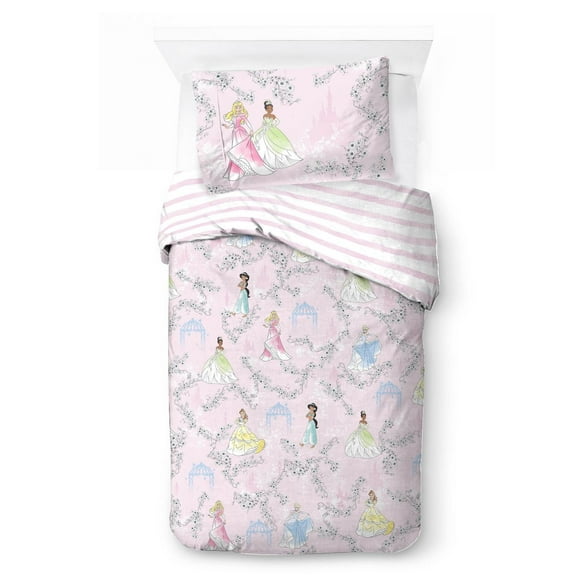 Disney Princess 'Floral Garden' Kids Twin/Full Reversible Comforter and Pillowcase Set, 100% Polyester