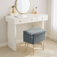 thumbnail image 2 of Vanity Stool Chair with Storage Space,Faux Fur Ottoman Small Makeup Stool for Dressing Room Bedroom,Gray, 2 of 7
