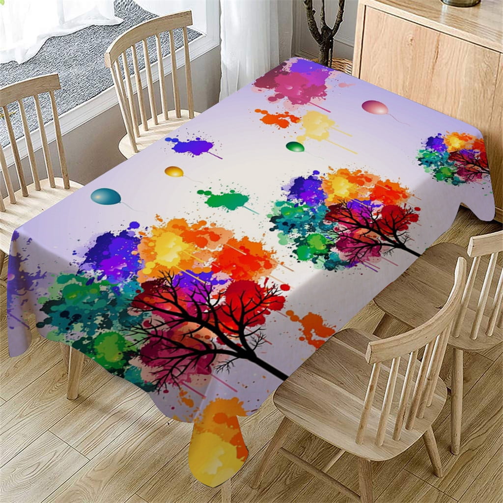 3D Spring Flowers Tree Zebra Tablecloth Rectangular Table Cover Cloth Home Decor 