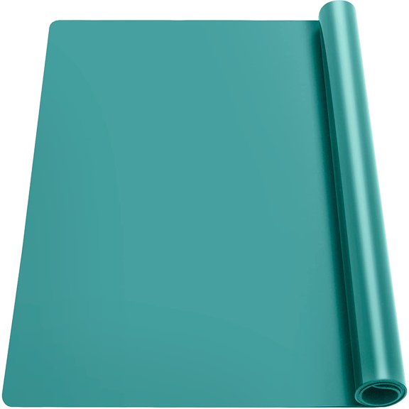 35.6x23.5 Inch Silicone Mats for Kitchen Counter - 2MM Thick Heat Resistant Silicone Baking Mat Large Pastry Mat, Glass Top Stove Cover Countertop Protector Pad for Resin, Crafts, Green