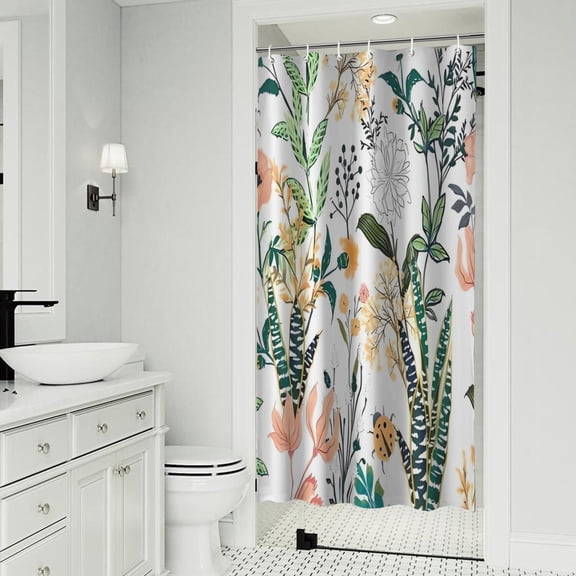 Pioneer Flower Floral Print Pattern Shower Curtain 36"x72" ,Bathroom Decorative Shower Curtains Set with 12 Hooks,Modern Waterproof Washable Shower Curtain
