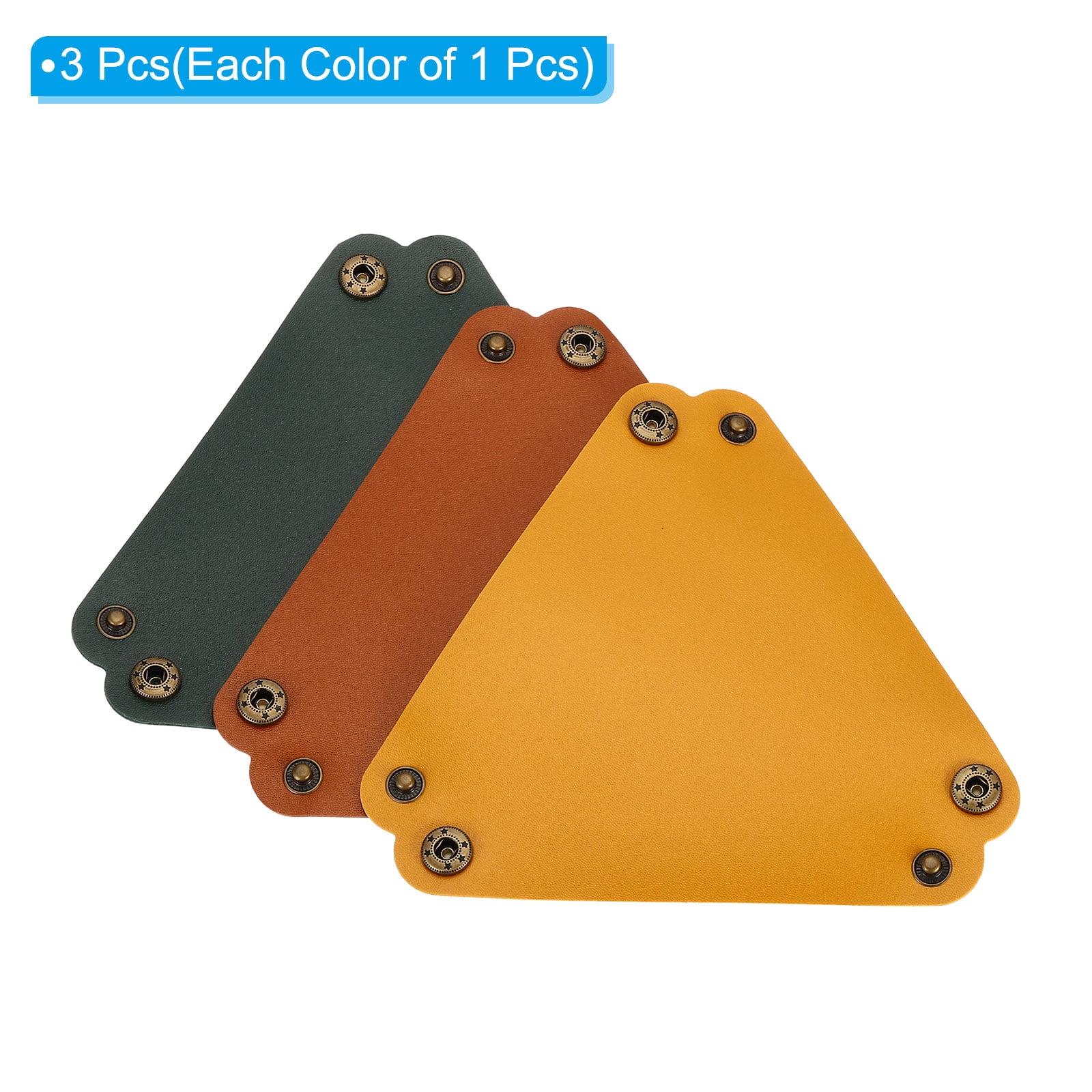 Unique Bargains Catchall Foldable Leather Valet Tray Brown Green Yellow