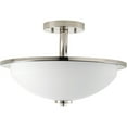 thumbnail image 3 of Progress Lighting Replay 2-Light Semi-Flush Ceiling Light, Polished Nickel, White Glass Shade, 3 of 7