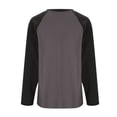 thumbnail image 4 of HAPIMO Casual Cotton Long Sleeve T-Shirt Baseball Color Block Loose Split Long Sleeve Bottoming Shirt Raglan Tops for Women Gray S, 4 of 5