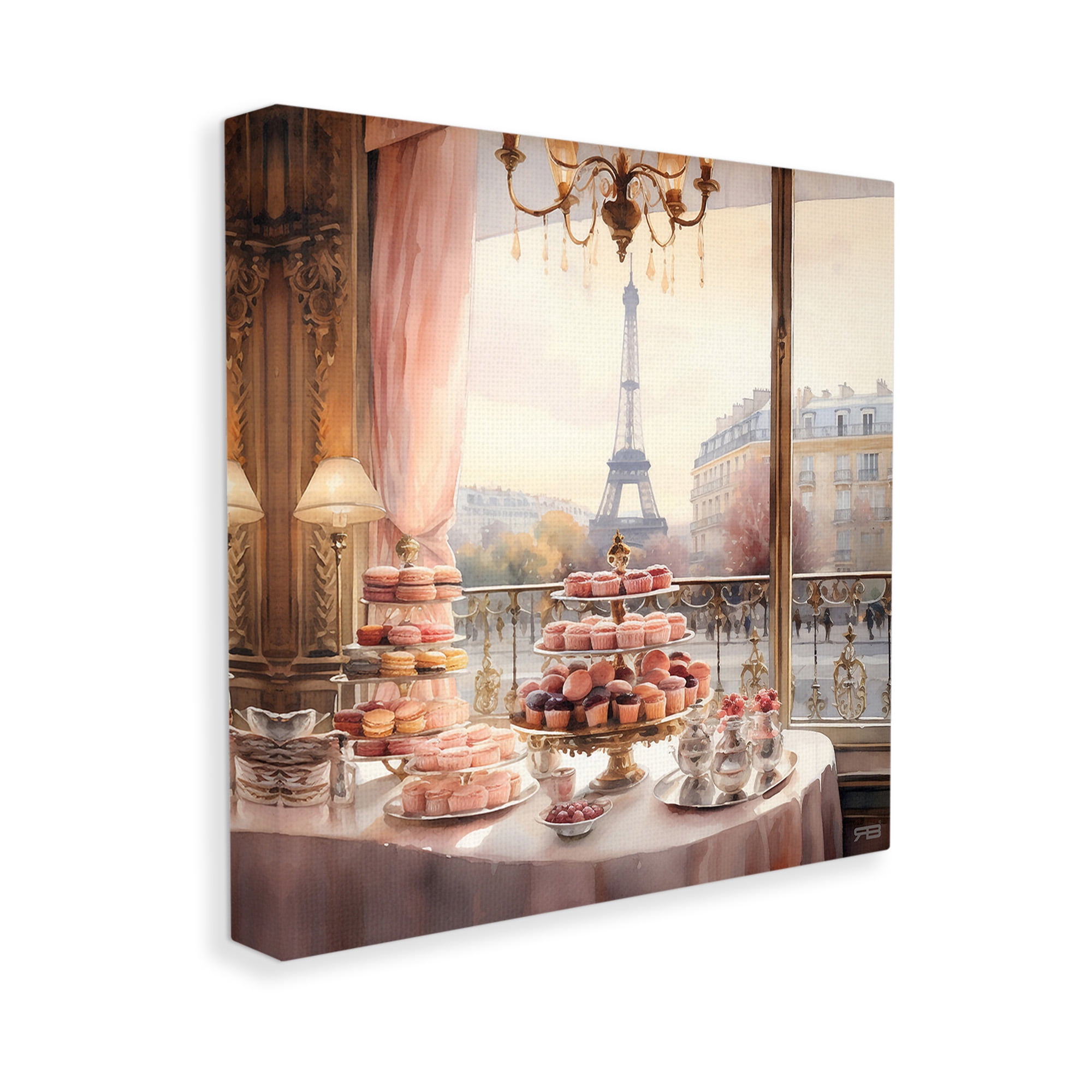 Stupell Industries Parisian Desserts City View Food & Beverage Painting Gallery Wrapped Canvas Art Print Wall Art, 36 x 36
