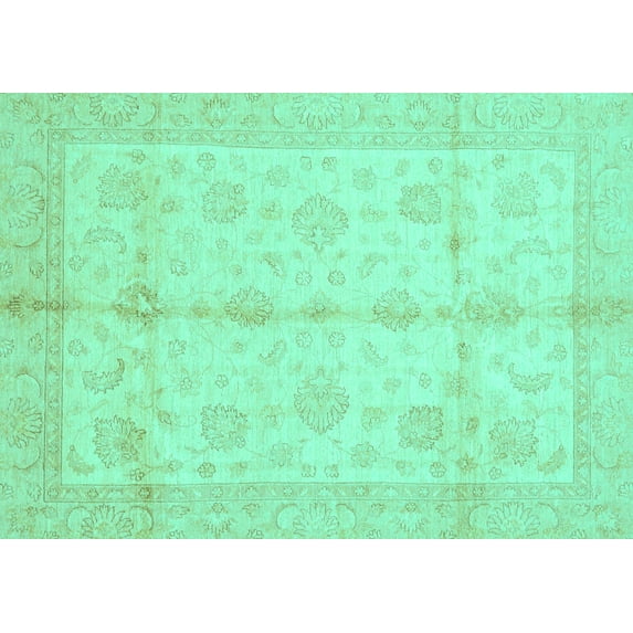 Ahgly Company Indoor Rectangle Abstract Turquoise Blue Modern Area Rugs, 6' x 9'