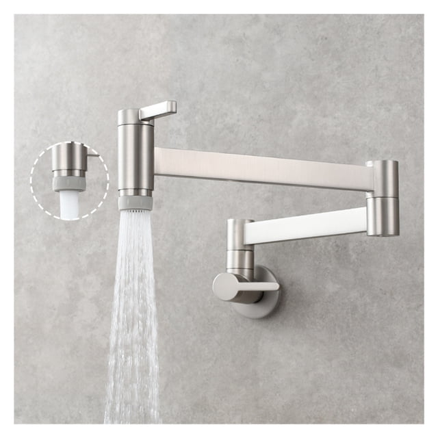Brass Kitchen Faucet Wall Mount Pot Filler Faucet 360 Rotatable Folding Lengthened With Double Joint Swing Arms Cold Water Tap ,bar Laundry RV Farmhouse