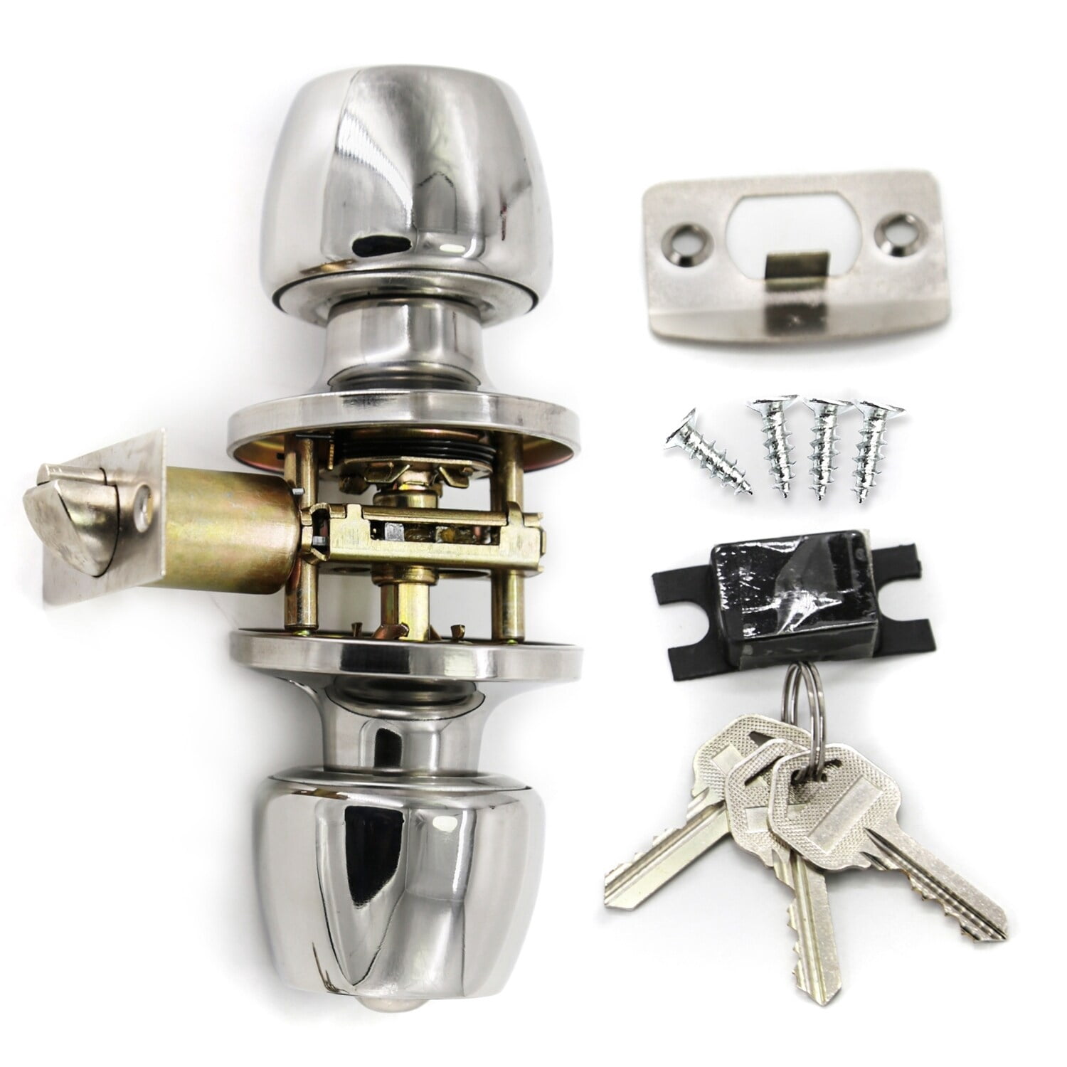 6 Pack Door Knob and Lock Set Versa Keyed by Villar Home Designs Silver
