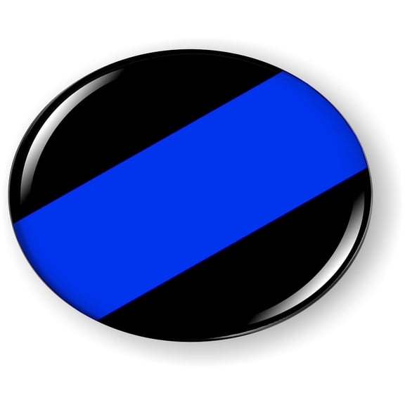BestLicensePlateFrames Thin Blue LINE (Stripe) 3D Domed Car Emblem Badge Sticker Flexible Round