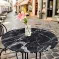 thumbnail image 6 of Black Marble Round Tablecloth for 36-44 Inch Tables,Fitted Table Cover with Elastic Edge,Vintage Minimalism White Abstract Texture Waterproof Outdoor Table Cloth Protector for Patio Garden Dinner, 6 of 9
