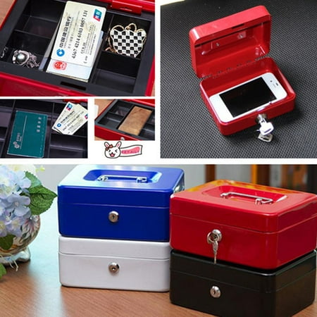 Coin Operated Lock - 3 Sizes Portable Sturdy Metal Case Cash Money Box Organizer Coins Safe Keys Lock