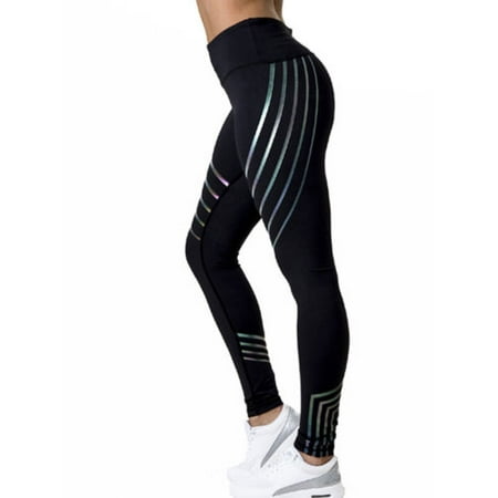 - Women's Striped Leggings Gym Wear Trousers Fitness Workout Pants Active Wear Fit