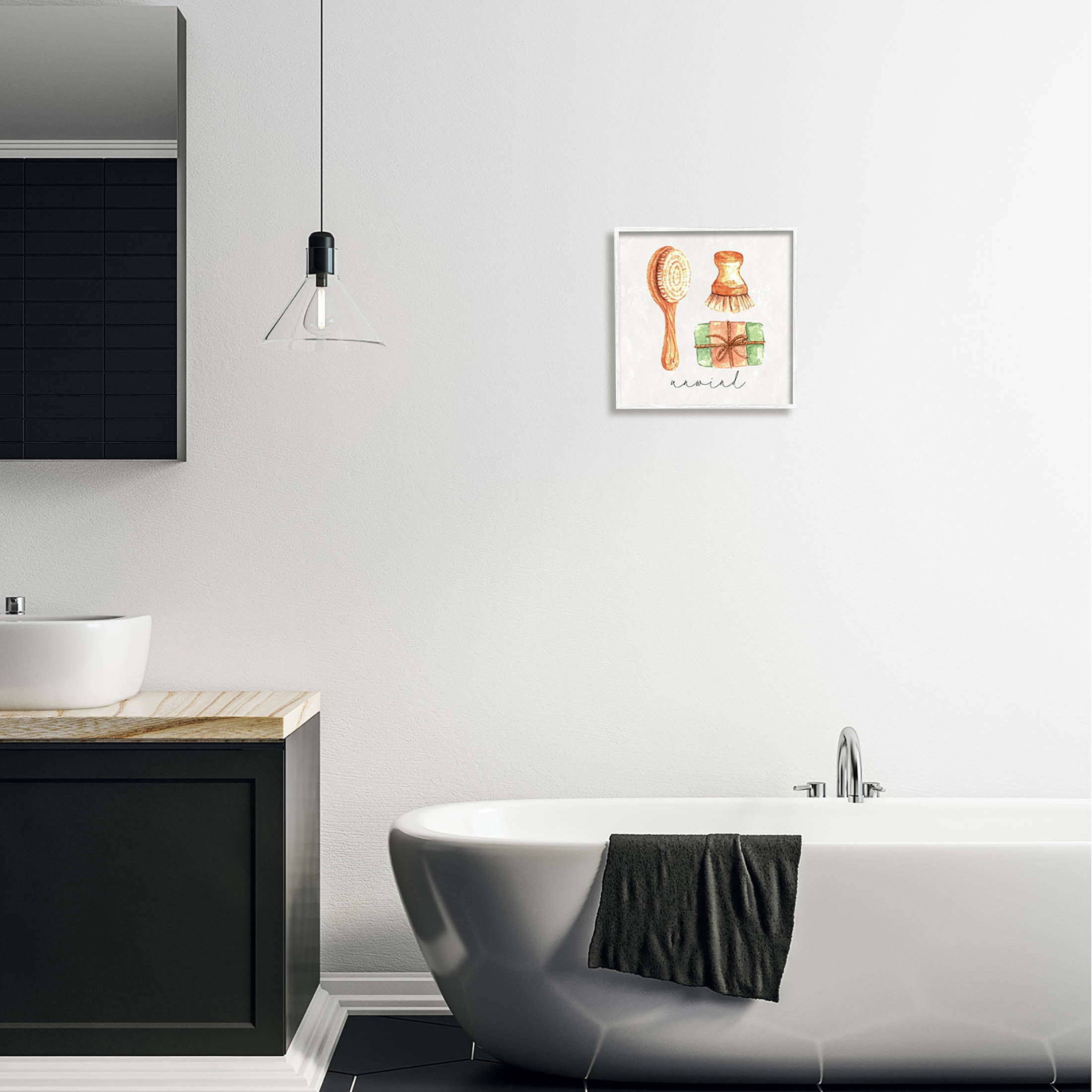 Stupell Industries Unwind Phrase Bath Spa Graphic Art White Framed Art Print Wall Art, Design by ND Art
