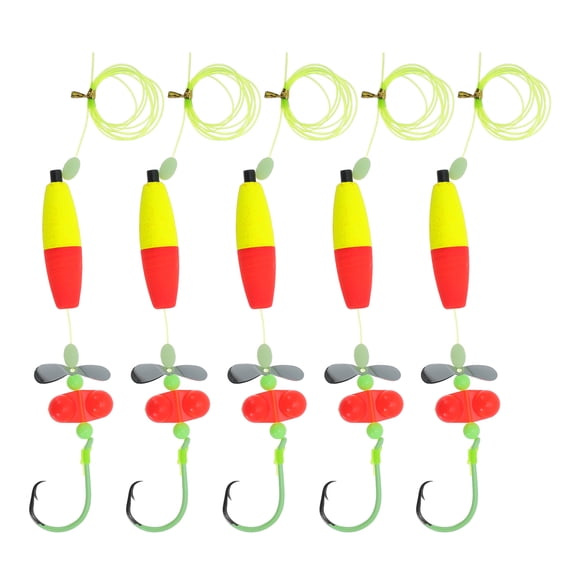 Unique Bargains Catfish Fishing Rigs Catfish Circle Hooks 8/0 Peg Floats and Rattler Catfishing Equipment Catfish Float Rigs 40LB Fishing Line Red Yellow 1 Set