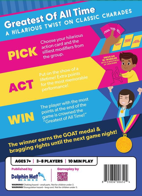 Greatest of All Time GOAT Card Game by Taco Cat Goat Cheese Pizza | Hilarious Twist on Charades | Funny Improv Family Game for Kids, Teens & Adults | Great Icebreaker for Game Night | 3–8 Players