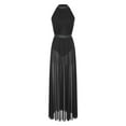 thumbnail image 3 of Eandarui Womens Lyrical Contemporary Dance Costume Halter Neck Flowy Tulle Maxi Long Dress Side Split Black XL, 3 of 6
