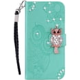 thumbnail image 2 of Compatible with Samsung Galaxy S23 Ultra Case Glitter Stylish Crystal Owl with Wrist Strap Kickstand Magnetic Leather Wallet for Women Flip Phone Case for Samsung Galaxy S23 Ultra Green YK, 2 of 14