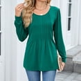 thumbnail image 7 of Lenpel Women's Tunic Tops Dressy Long Sleeve Crew Neck Pleated Front Business Casual T Shirts Loose Tee Blouses(Navy,Large), 7 of 7