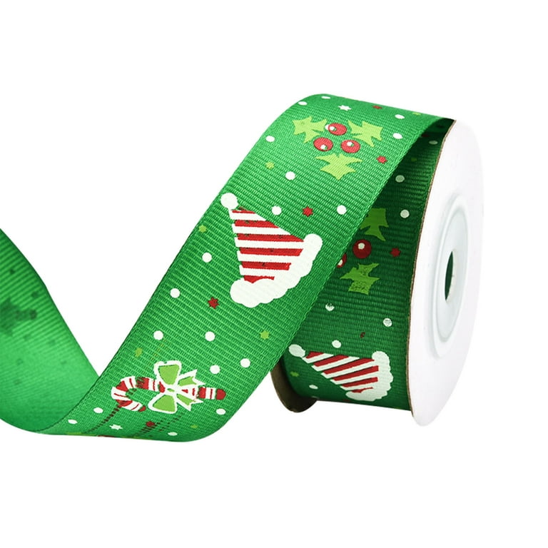 Mchoice 1 Inch Wide 50 Yards Red and Green Christmas Pattern