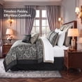 thumbnail image 3 of Regency Heights 8 Pieces Jacquard Comforter Set with Bedskirt and Decor Pillows, Queen, Black, 3 of 9