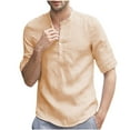 thumbnail image 4 of Ceisia Men's Shirt | Loose Stand Collar 3/4 Sleeve Shirt | Breathable Wrinkle-resistant (Solid Colors) Gift, 4 of 5